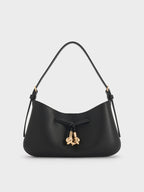 CHARLES & KEITH Mila Metallic Knot Shoulder Bag - Black