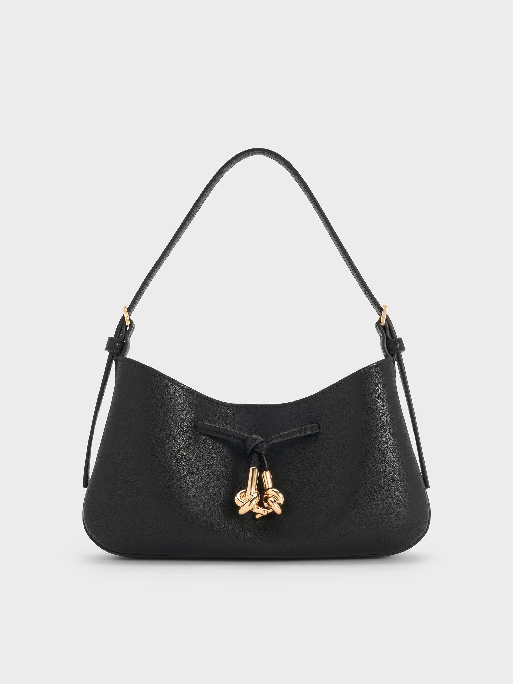 CHARLES & KEITH Mila Metallic Knot Shoulder Bag - Black