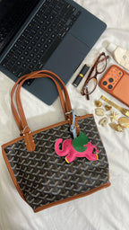 Goyard Tote Bag - Black with brown (Medium with Pouch)