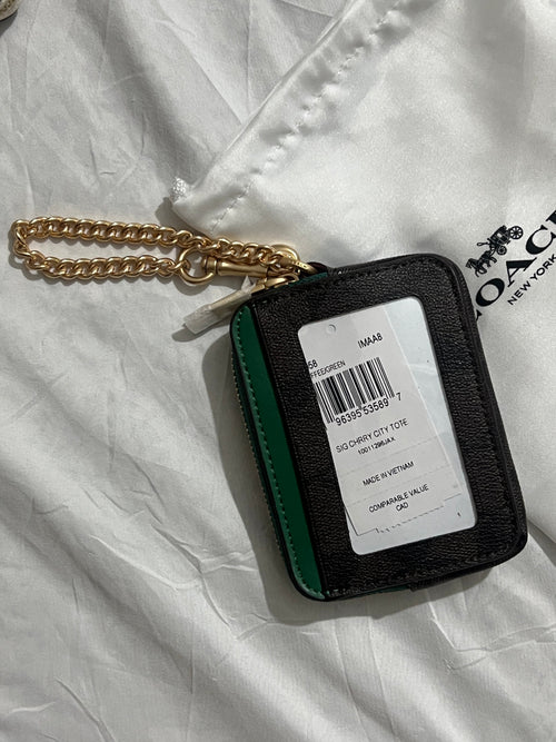 Coach Signature Canvas with Green Trim
