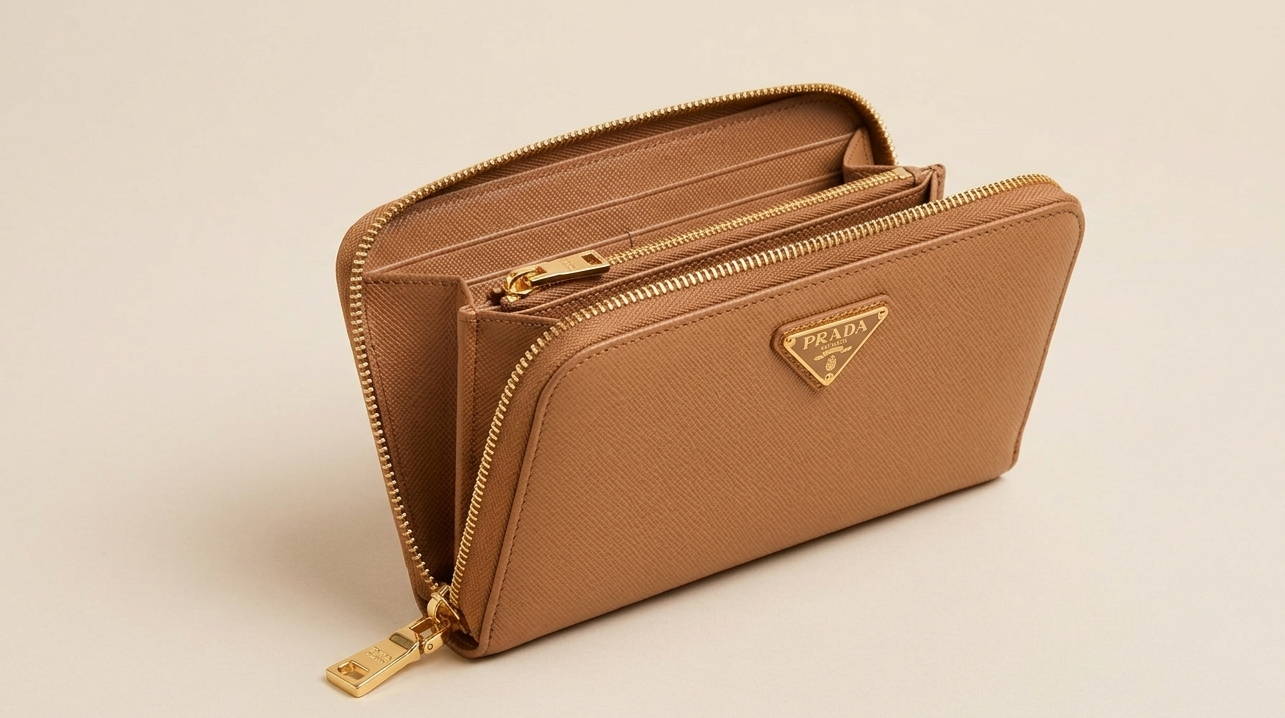 Prada Saffiano Leather Zip Around Wallet