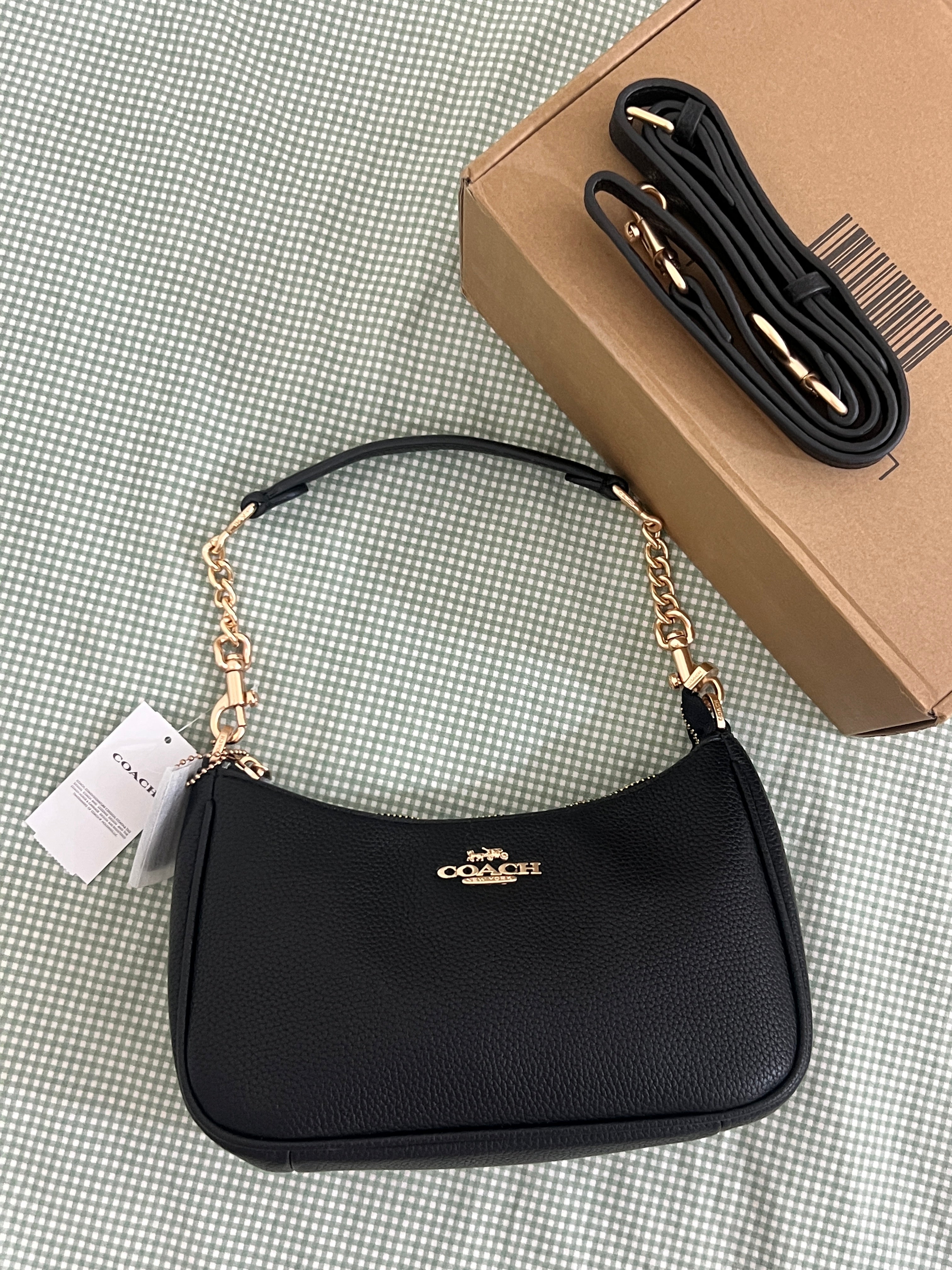 Coach Teri  Black Shoulder Bag (with Box and long strap)
