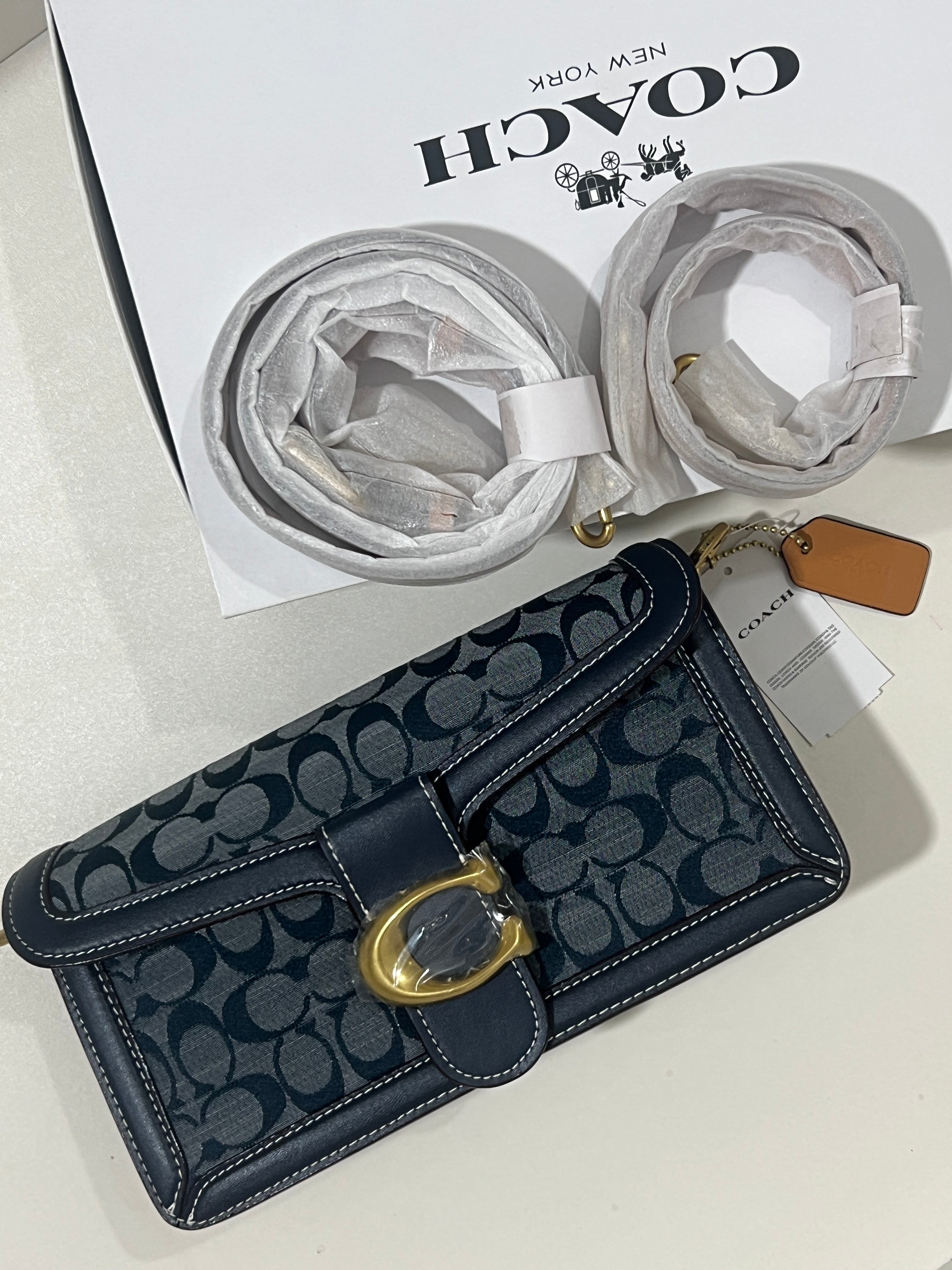 SIGNATURE CHAMBRAY TUAPE COACH TAB 26 BAG (WITH STRAPS & BOX)