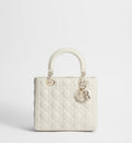Mini Lady Dior Bag White Ultramatte Cannage Calfskin
