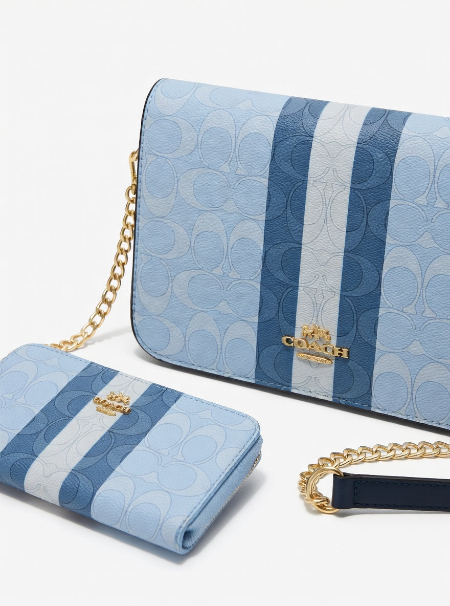 Coach crossbody bag blue with a matching long wallet