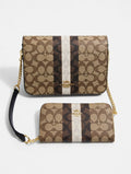 Coach crossbody bag dark beige with a matching long wallet