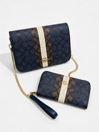 Coach crossbody bag navy blue with a matching long wallet