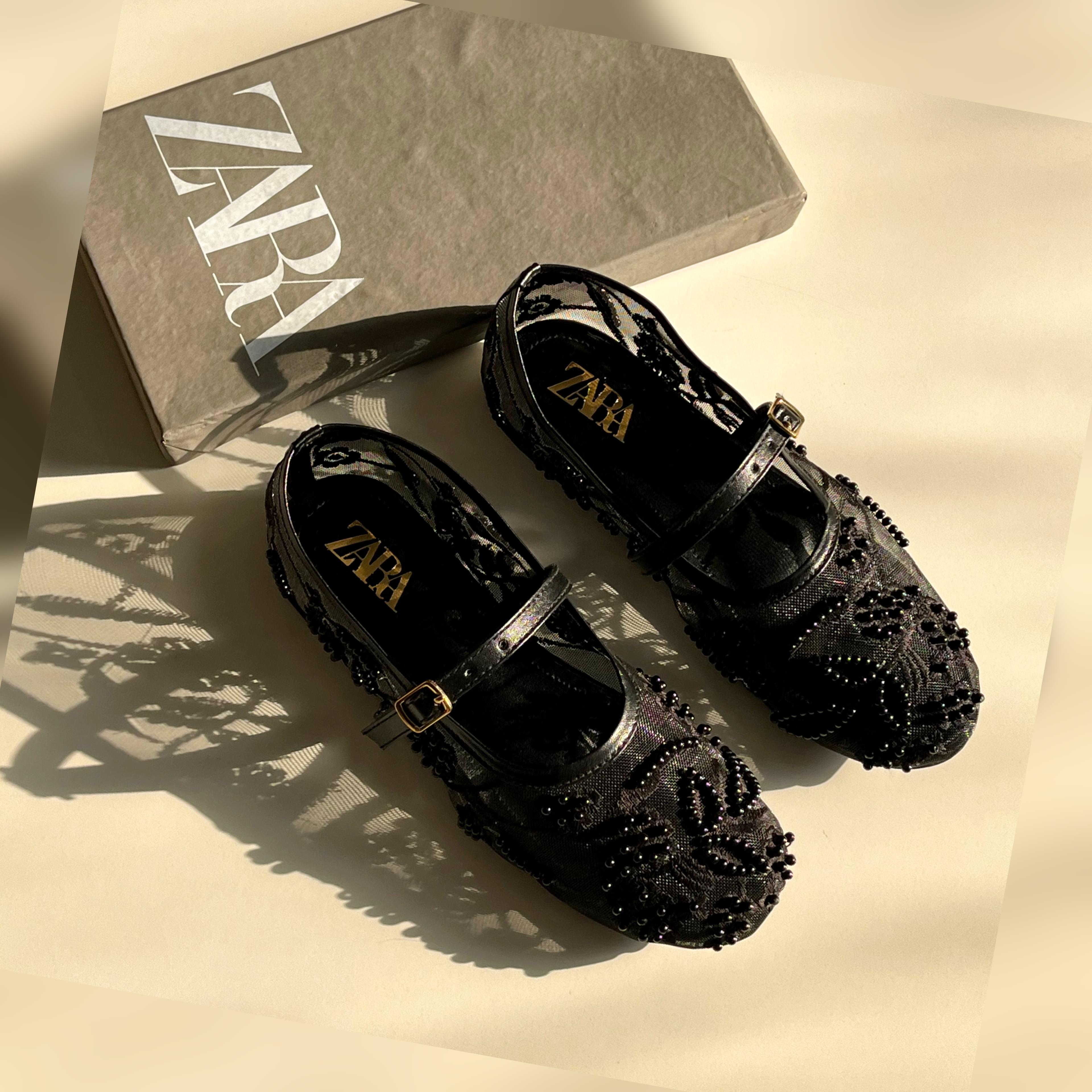 ZARA Net Pearl Embroidered Shoes