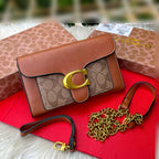 COACH Tabby Chain Clutch in Signature Canvas Brown