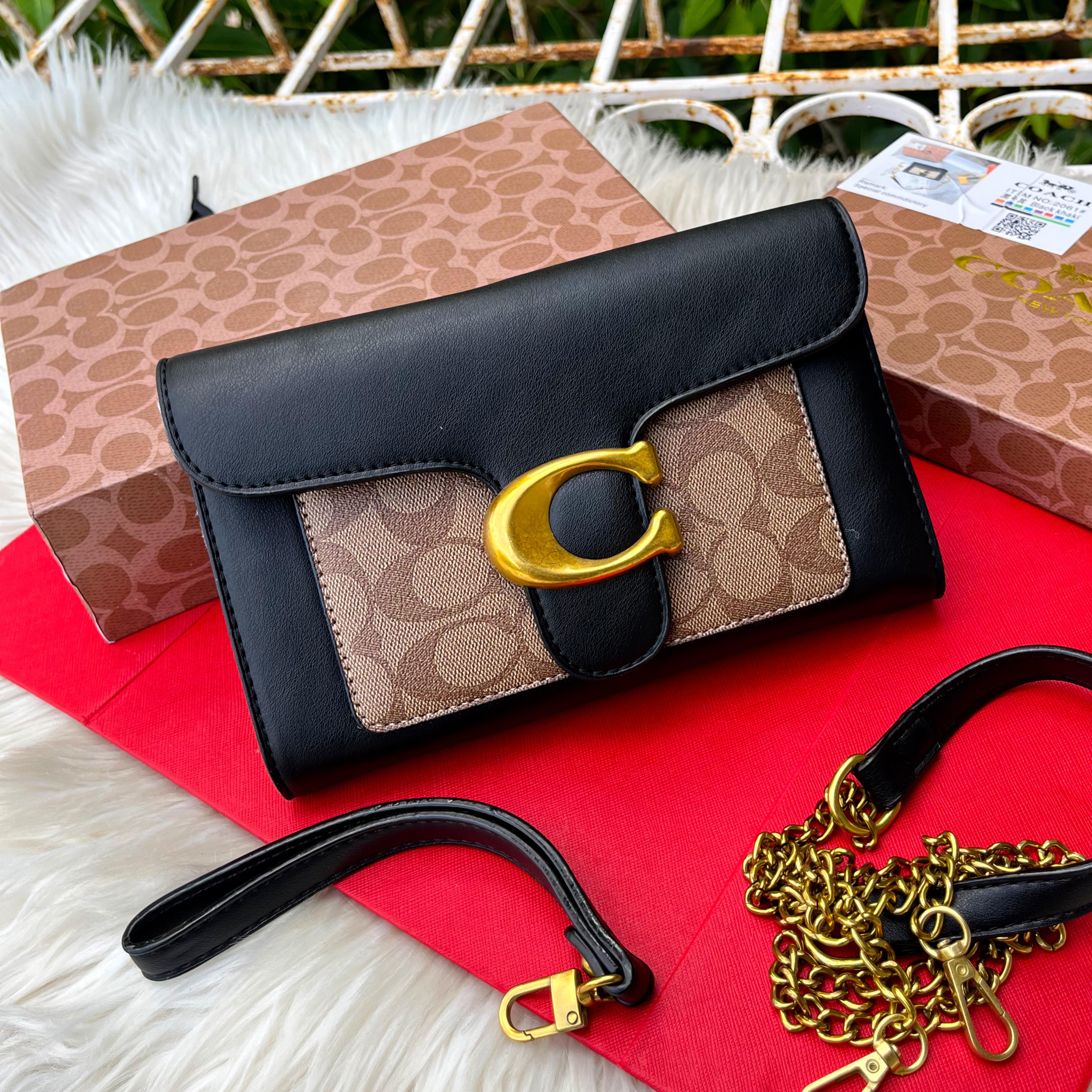 COACH Tabby Chain Clutch in Signature Canvas Black