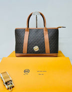 Michael Kors Luisa Medium Signature Logo Satchel in brown