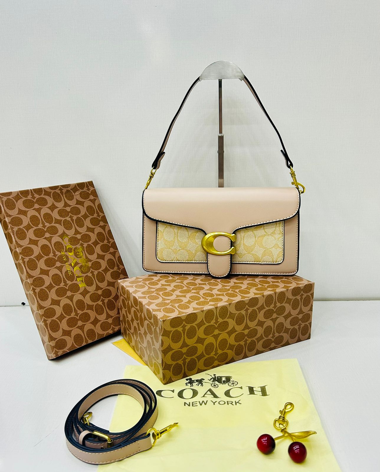 COACH Tabby Chain Clutch in Signature Canvas Sea Salt