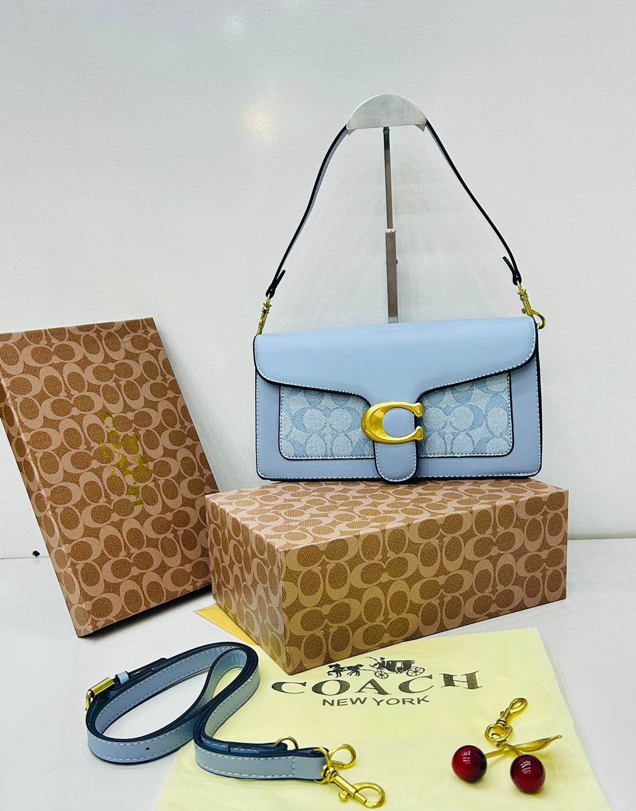 COACH Tabby Chain Clutch in Signature Canvas Blue