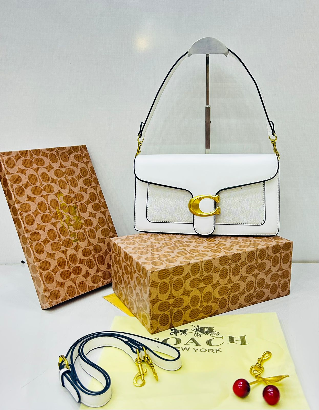 COACH Tabby Chain Clutch in White