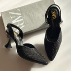 Zara rhinestone slingback heels in Black