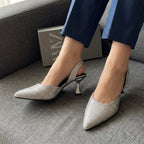 Zara rhinestone slingback heels in Silver