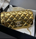 Chanel Quilted Pear Flap Bag in Golden
