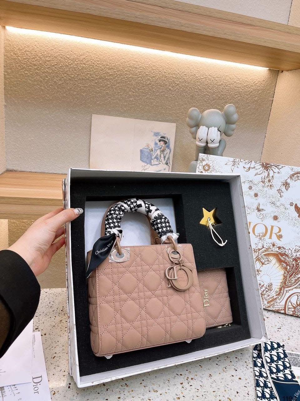 Mini Lady Dior Bag Nude Pink Ultramatte Cannage Calfskin