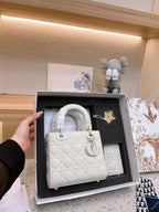 Mini Lady Dior Bag White Ultramatte Cannage Calfskin