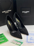 Saint Laurent Paris Crystal Pointed Heels – Black