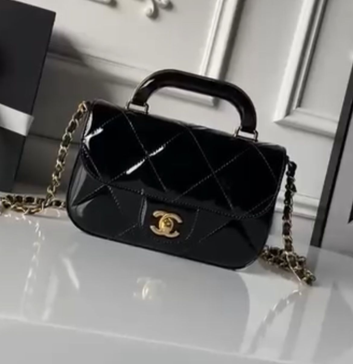 Chanel Patent Leather Crossbody Bag – Black
