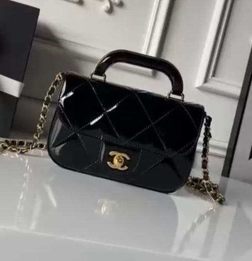 Chanel Patent Leather Crossbody Bag – Black
