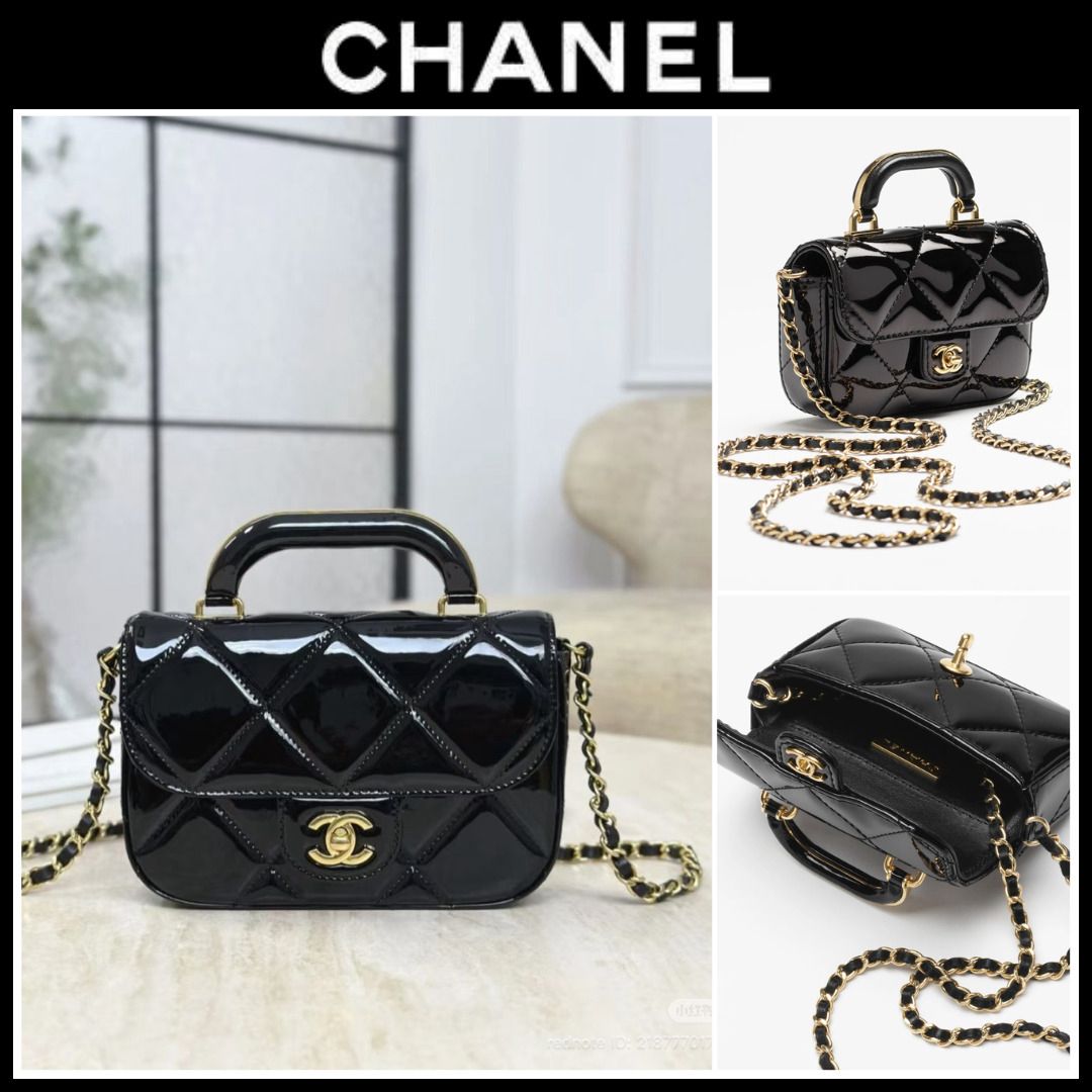 Chanel Patent Leather Crossbody Bag – Black