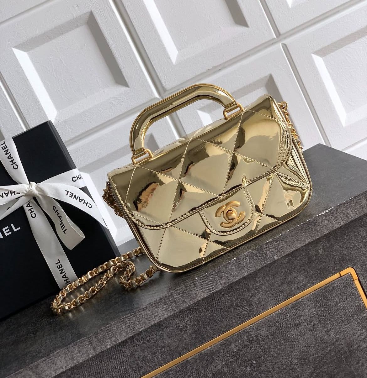 Chanel Patent Leather Crossbody Bag – Gold