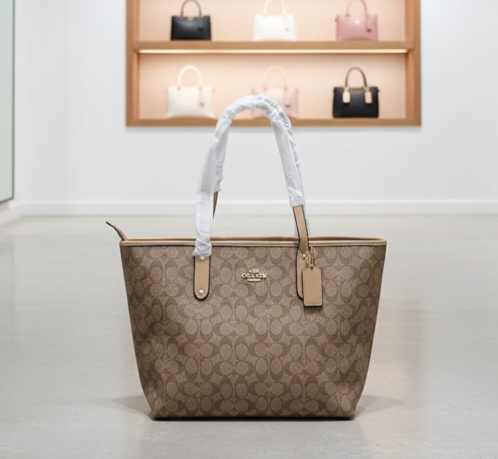 Coach - Signature Tote Bag Dark Beige
