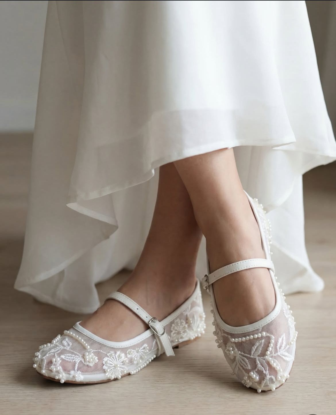 ZARA Net Pearl Embroidered Shoes