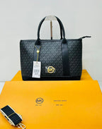 Michael Kors Luisa Medium Signature Logo Satchel in black