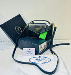Prada Triangle Flap Leather Shoulder Bag Black