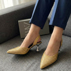 Zara rhinestone slingback heels in Golden