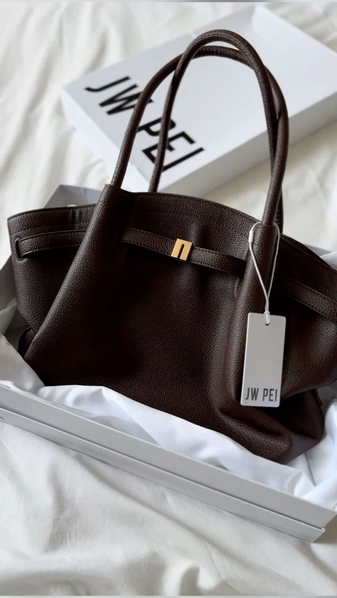 JW PEI Hana Faux Suede Tote Bag in Dark Brown