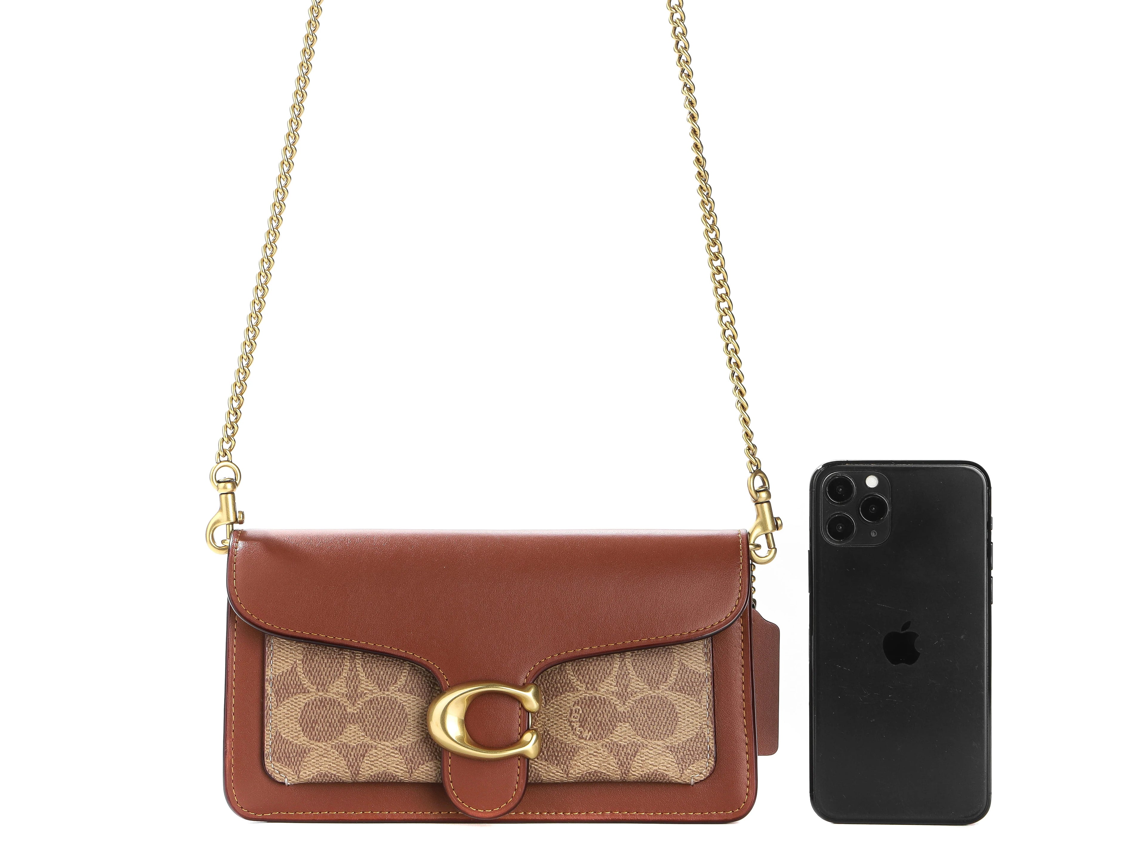 COACH Tabby Chain Clutch in Signature Canvas Brown