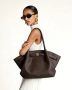 JW PEI Hana Faux Suede Tote Bag in Dark Brown