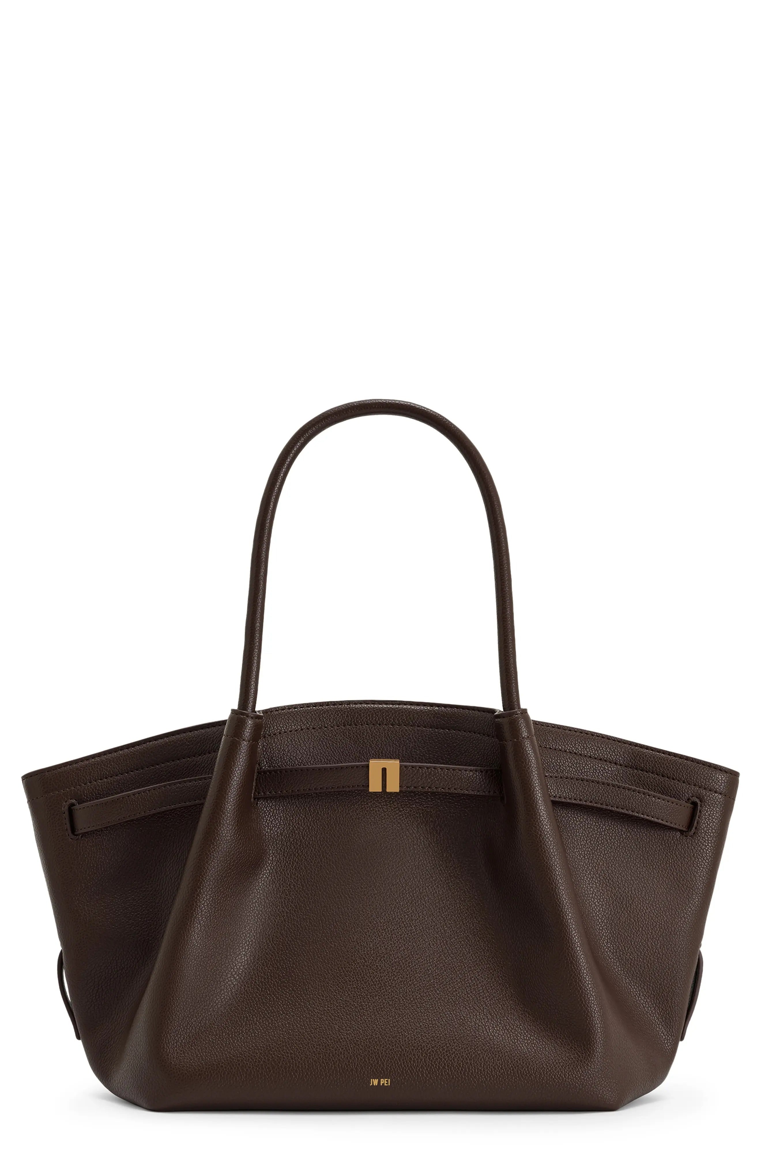 JW PEI Hana Faux Suede Tote Bag in Dark Brown