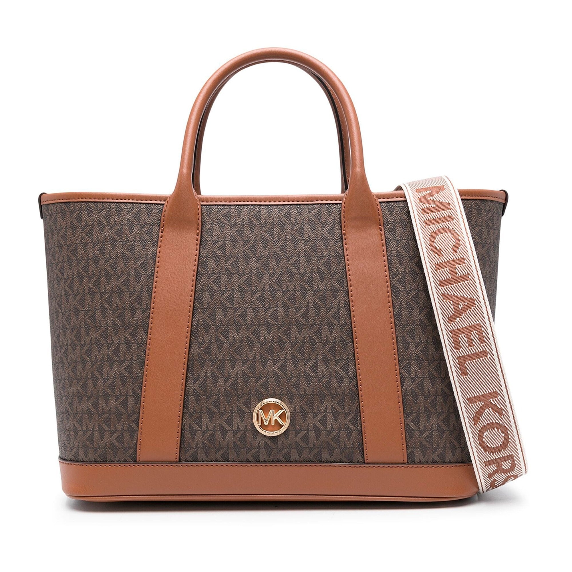 Michael Kors Luisa Medium Signature Logo Satchel in brown