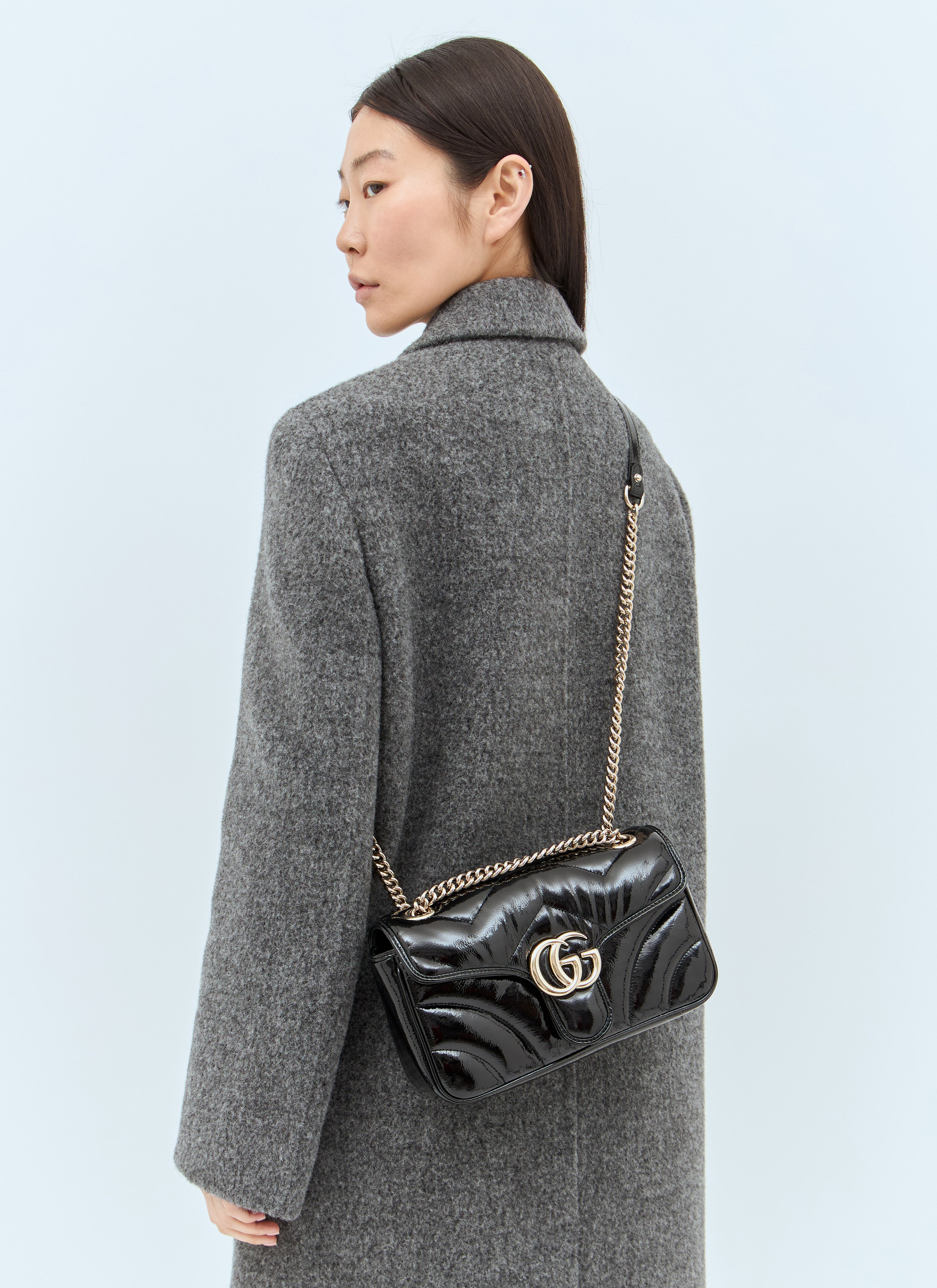Gucci GG Marmont black matelassé chevron leather mini bag