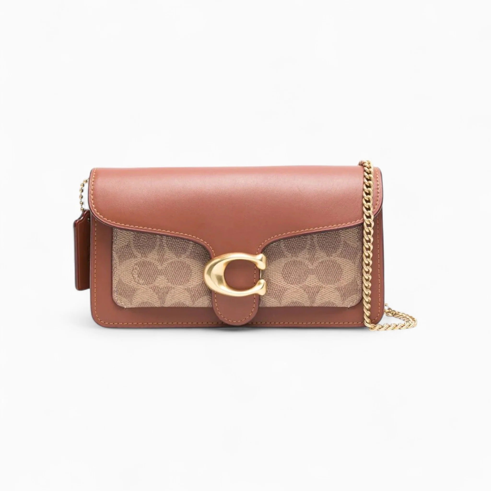 COACH Tabby Chain Clutch in Signature Canvas Brown
