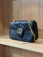 Gucci GG Marmont black matelassé chevron leather mini bag
