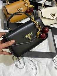 Prada Triangle Flap Leather Shoulder Bag Black