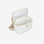 Chanel white quilted leather vanity case