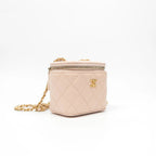 Chanel pink quilted leather vanity case
