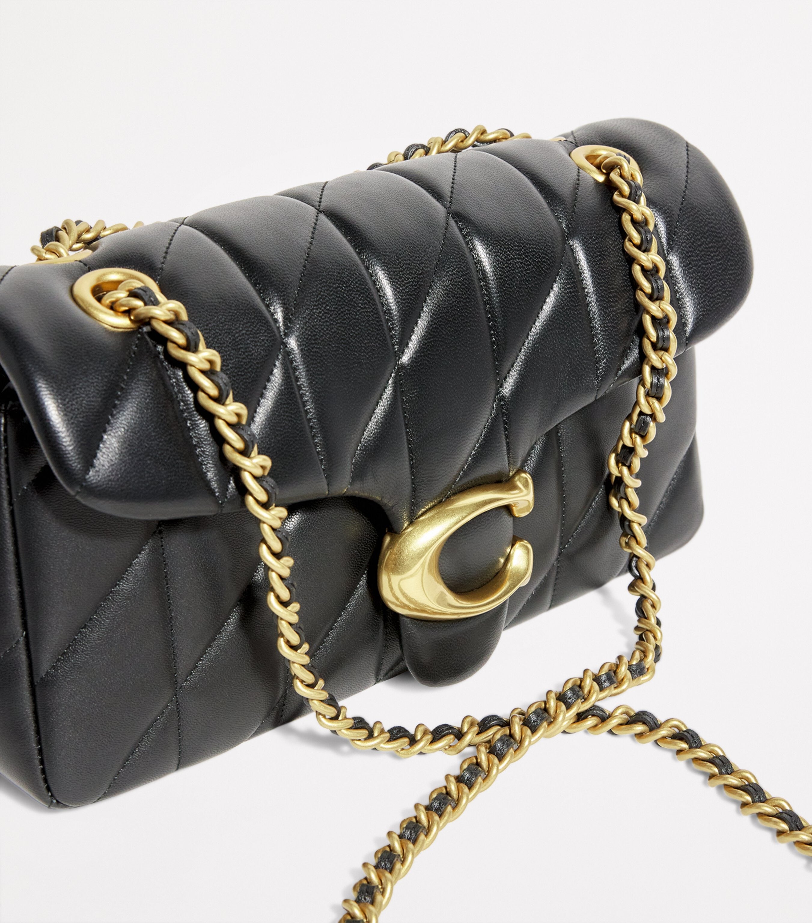 Coach Quilted Tabby shoulder bag Black With Golden Chain