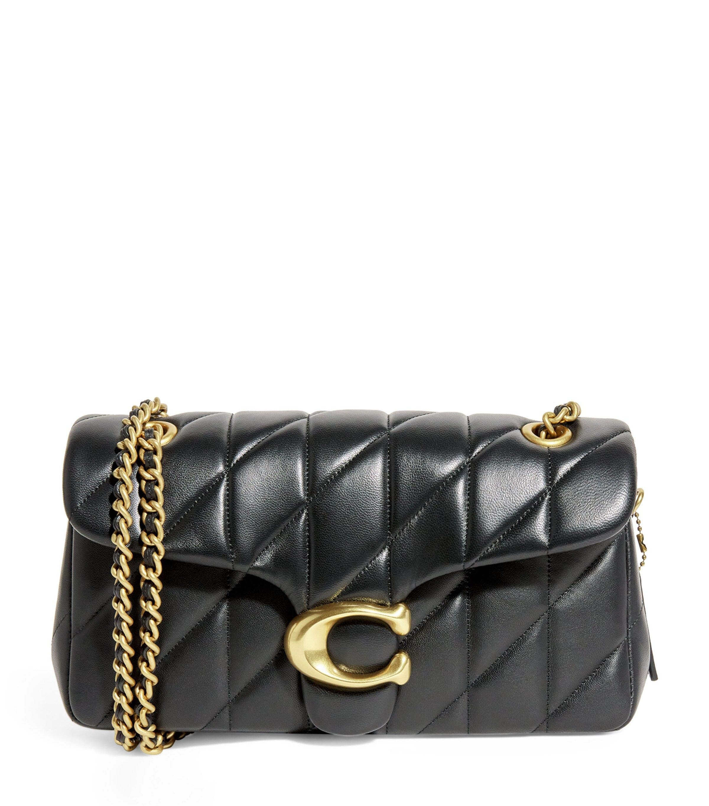 Coach Quilted Tabby shoulder bag Black With Golden Chain