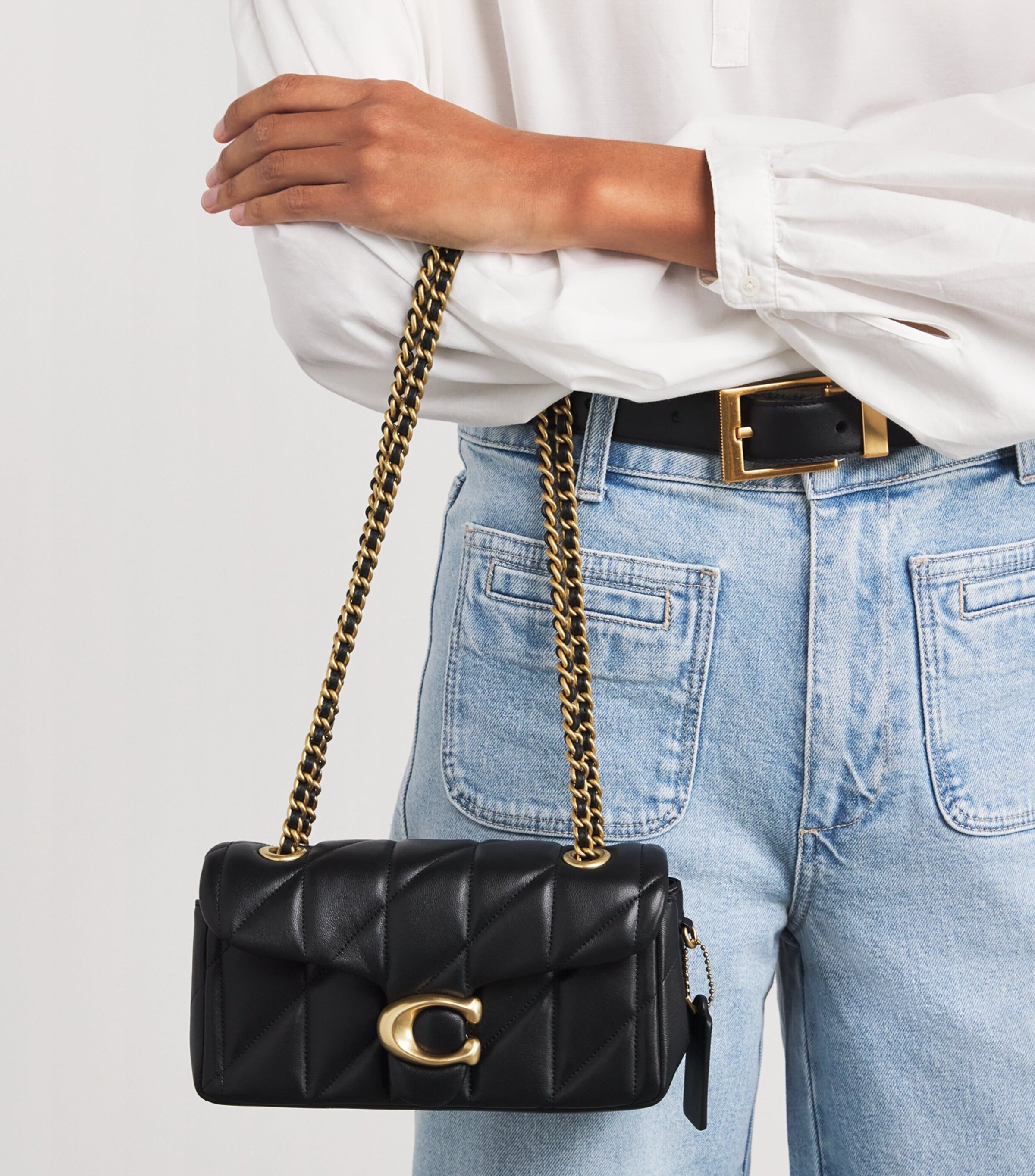 Coach Quilted Tabby shoulder bag Black With Golden Chain