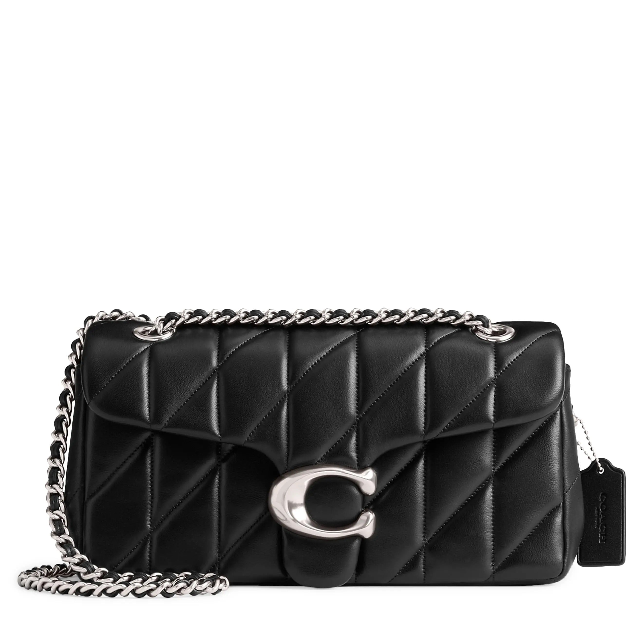 Coach Quilted Tabby shoulder bag Black With Silver Chain
