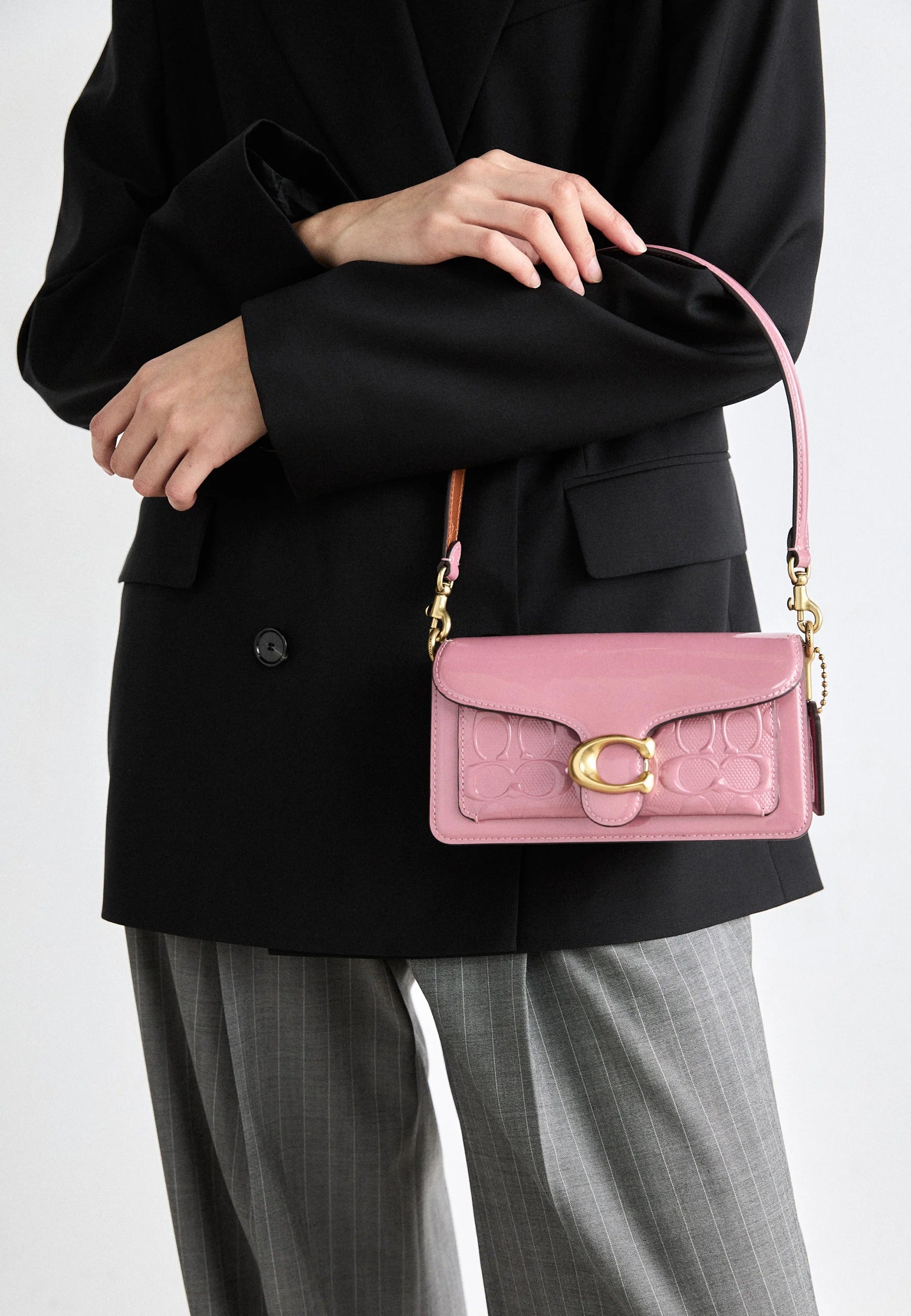 COACH Tabby Chain Clutch in Signature Canvas Pink