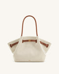 JW PEI Hana Faux Suede Tote Bag in Brown Canvas